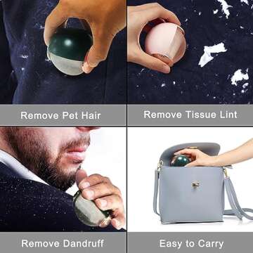 infisu Reusable Lint Roller Ball for Pet Hair, Washable Gel Lint Remover for Clothes, Portable Pet H...