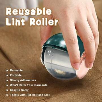 infisu Reusable Lint Roller Ball for Pet Hair, Washable Gel Lint Remover for Clothes, Portable Pet Hair Remover for Travel Household, Pink