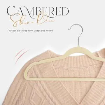 HOUSE DAY Premium Velvet Hangers, Non-Slip Thin Flocked Felt Hangers, Sturdy Clothes Hangers Heavy Duty Coat Hangers & Suit Hangers, Durable Suit Hangers for Closet Space Saving (20 Pack, Beige)