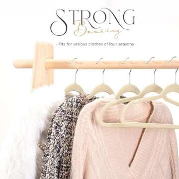 HOUSE DAY Premium Velvet Hangers, Non-Slip Thin Flocked Felt Hangers, Sturdy Clothes Hangers Heavy Duty Coat Hangers & Suit Hangers, Durable Suit Hangers for Closet Space Saving (20 Pack, Beige)