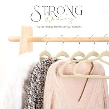 HOUSE DAY Premium Velvet Hangers, Non-Slip Thin Flocked Felt Hangers, Sturdy Clothes Hangers Heavy Duty Coat Hangers & Suit Hangers, Durable Suit Hangers for Closet Space Saving (20 Pack, Beige)