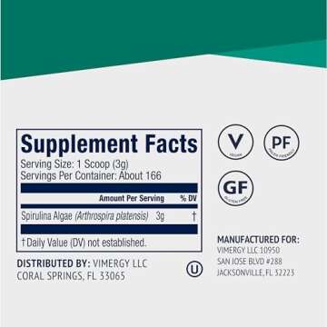 Vimergy Spirulina Powder - Nutrient Dense Green Superfood