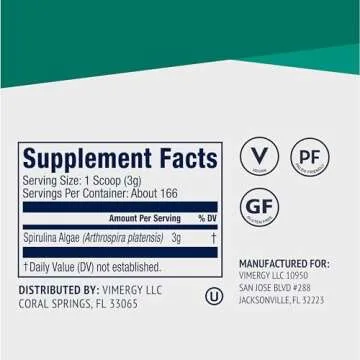 Vimergy Spirulina Powder - Nutrient Dense Green Superfood