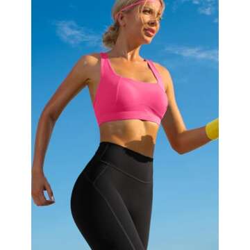 RUNNING GIRL Sports Bras for Women High Support,Moulded Cup Racerback High Impact Workout Crop Tops ...