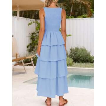 ZESICA Women's Boho Sleeveless Midi Dress for Summer