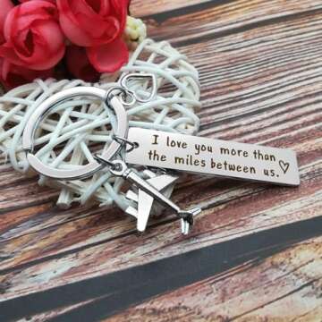 Vadaka Couple Keychain Long Distance Relationship Gift for Boyfriend Girlfriend I Love You More Than The Miles Between Us Keyring Couples Jewelry Going Away Gift Brithday Anniversary Valentines Gift