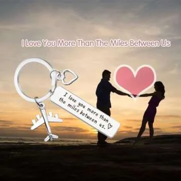 Vadaka Couple Keychain Long Distance Relationship Gift for Boyfriend Girlfriend I Love You More Than The Miles Between Us Keyring Couples Jewelry Going Away Gift Brithday Anniversary Valentines Gift