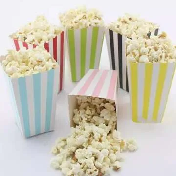 24pcs Blue Striped Popcorn Boxes for Parties and Events