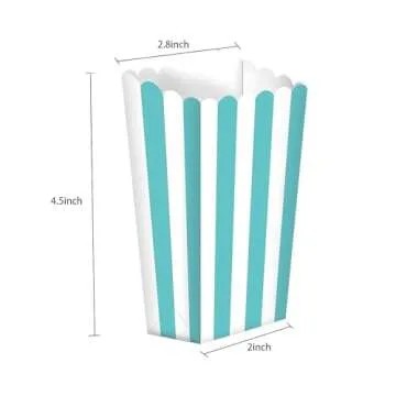 24pcs Blue Striped Popcorn Boxes for Parties and Events
