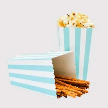 24pcs Blue Striped Popcorn Boxes for Parties and Events