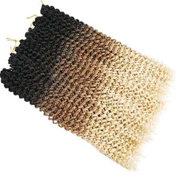 7 Packs Passion Twist Hair 22 Inch Water Wave Synthetic Curly Braids for Passion Twist Crochet Braiding Hair Long Bohemian Curly Hair (22inch, 1B/brown/honey blonde)