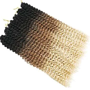 7 Packs Passion Twist Hair 22 Inch Water Wave Synthetic Curly Braids for Passion Twist Crochet Braiding Hair Long Bohemian Curly Hair (22inch, 1B/brown/honey blonde)