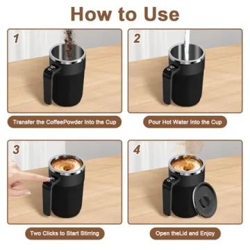 Automatic Stirring Coffee Cup with Temperature Display