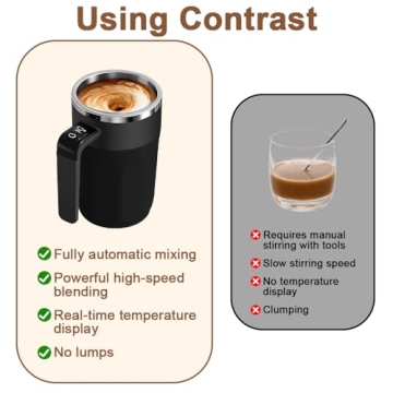 Automatic Stirring Coffee Cup with Temperature Display