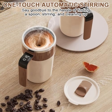 Automatic Stirring Coffee Cup with Temperature Display