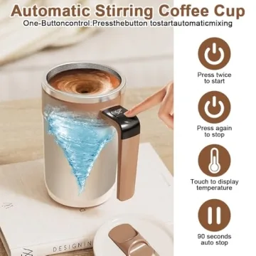Automatic Stirring Coffee Cup with Temperature Display