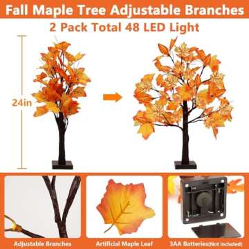 24-Inch Prelit Fall Maple Tree Thanksgiving Decor