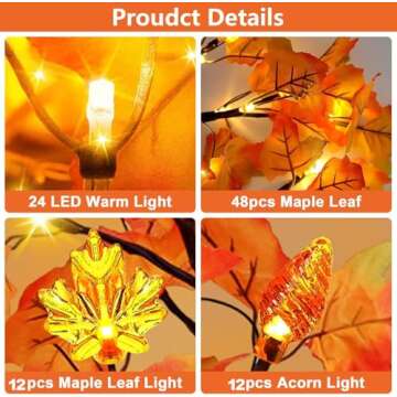 24-Inch Prelit Fall Maple Tree Thanksgiving Decor
