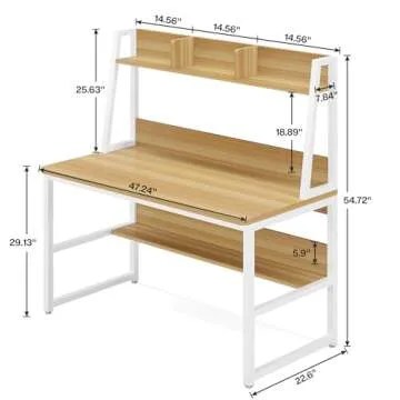 Tribesigns Computer Desk with Hutch, 47 inches Home Office Desk with Space Saving Design with Booksh...
