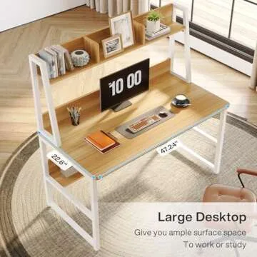 Tribesigns Computer Desk with Hutch, 47 inches Home Office Desk with Space Saving Design with Bookshelf for Small Spaces