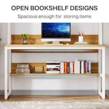 Tribesigns Computer Desk with Hutch, 47 inches Home Office Desk with Space Saving Design with Bookshelf for Small Spaces
