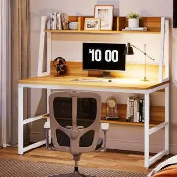 Tribesigns Computer Desk with Hutch, 47 inches Home Office Desk with Space Saving Design with Bookshelf for Small Spaces