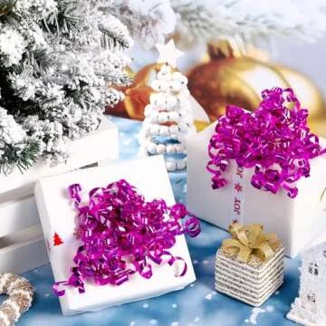 WRAPAHOLIC 12-Count Metallic Hot Pink Self-Adhesive Curly Bows Gift Wrap Accessory - Perfect for Birthday, Holiday, Party Favors Decorations