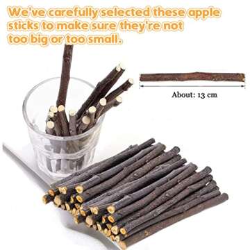 VCZONE Natural Apple Stick Set, Small Animals Chew Toys for Guinea Pig Rabbits Hamster Chinchilla Squirrel Bunny, Apple Wood Stick Toys Teeth Grinding