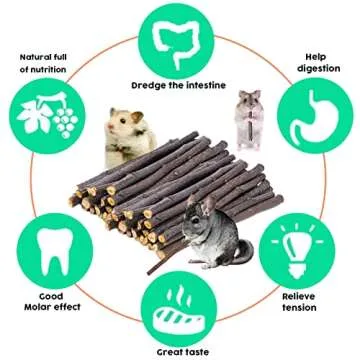 VCZONE Natural Apple Stick Set, Small Animals Chew Toys for Guinea Pig Rabbits Hamster Chinchilla Squirrel Bunny, Apple Wood Stick Toys Teeth Grinding