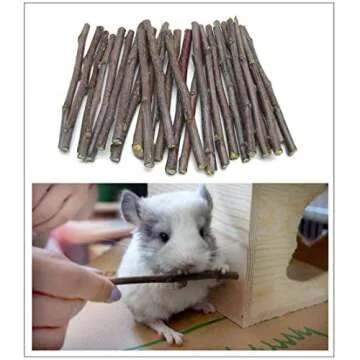 VCZONE Natural Apple Stick Set, Small Animals Chew Toys for Guinea Pig Rabbits Hamster Chinchilla Squirrel Bunny, Apple Wood Stick Toys Teeth Grinding