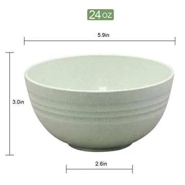 Unbreakable Cereal Bowls - 24 OZ Wheat Straw Fiber Lightweight Bowl Sets 8 - Dishwasher & Microwave ...