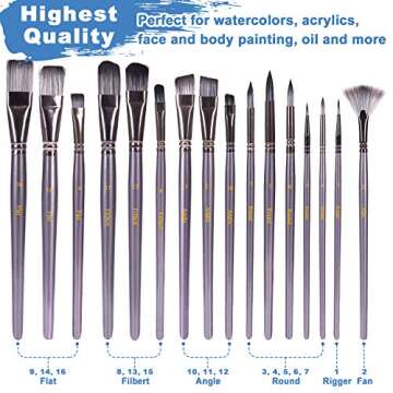 Acrylic Paint Set, 48 Piece Professional Painting Supplies Set, Includes 24 Color Acrylic Paints, 16 Art Painting Brushes with Zippered Case, Paint Knife, Art Sponge and 3 8" x 10" Canvas for Artists