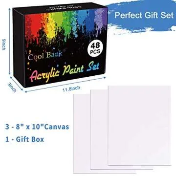 Acrylic Paint Set, 48 Piece Professional Painting Supplies Set, Includes 24 Color Acrylic Paints, 16 Art Painting Brushes with Zippered Case, Paint Knife, Art Sponge and 3 8" x 10" Canvas for Artists