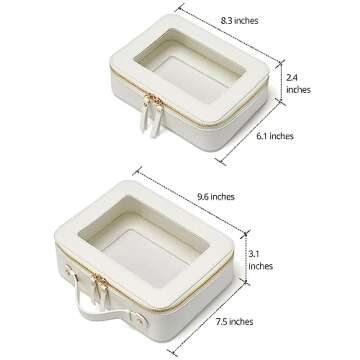 Popvibe Clear Makeup Case Set White Toiletry Bag Travel Large Clear Cosmetic Bag with Zipper, Big Ma...