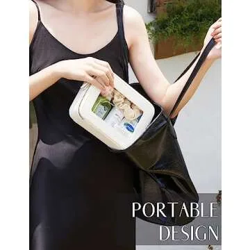 Popvibe Clear Makeup Case Set White Toiletry Bag Travel Large Clear Cosmetic Bag with Zipper, Big Make Up Bag Organizer Women Traveling TSA Approved Transparent Bag Car for Essentials