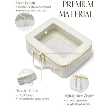 Popvibe Clear Makeup Case Set White Toiletry Bag Travel Large Clear Cosmetic Bag with Zipper, Big Make Up Bag Organizer Women Traveling TSA Approved Transparent Bag Car for Essentials