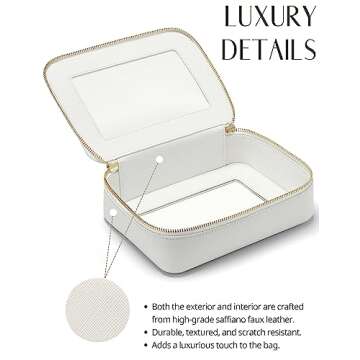 Popvibe Clear Makeup Case Set White Toiletry Bag Travel Large Clear Cosmetic Bag with Zipper, Big Make Up Bag Organizer Women Traveling TSA Approved Transparent Bag Car for Essentials