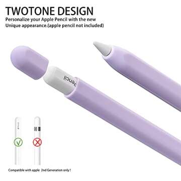LINGXIU 2 Pack Silicone Case Cover Compatible with Apple Pencil 2nd Generation, Slim Lightweight Pen...