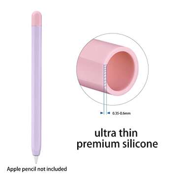 LINGXIU 2 Pack Silicone Case Cover Compatible with Apple Pencil 2nd Generation, Slim Lightweight Pencil Case Skin Sleeve Accessories and 16 Pcs Nib Covers,16 Colors