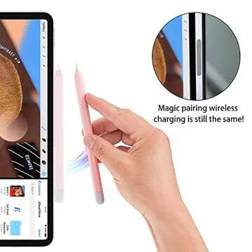 LINGXIU 2 Pack Silicone Case Cover Compatible with Apple Pencil 2nd Generation, Slim Lightweight Pencil Case Skin Sleeve Accessories and 16 Pcs Nib Covers,16 Colors