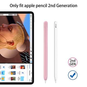 LINGXIU 2 Pack Silicone Case Cover Compatible with Apple Pencil 2nd Generation, Slim Lightweight Pencil Case Skin Sleeve Accessories and 16 Pcs Nib Covers,16 Colors