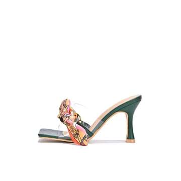 Cape Robbin Concur Sexy Stiletto High Heels for Women, Transparent Square Open Toe Shoes with Bow, Clear Heels Sandals for Women - Green Size 11