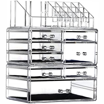 Cq Acrylic Stackable Makeup Organizer with 8 Drawers - Set of 3