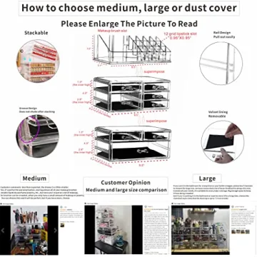 Cq Acrylic Stackable Makeup Organizer 8 Drawers Set of 3