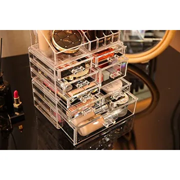 Cq Acrylic Stackable Makeup Organizer 8 Drawers Set of 3
