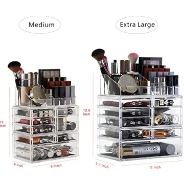 Cq Acrylic Stackable Makeup Organizer 8 Drawers Set of 3