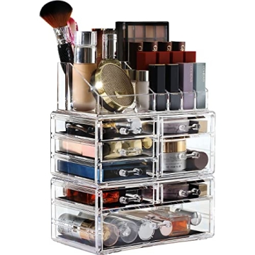 Cq Acrylic Stackable Makeup Organizer 8 Drawers Set of 3