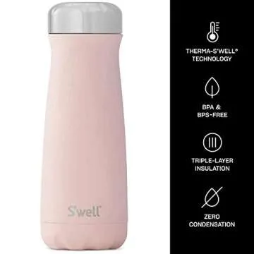 S'well Stainless Steel Traveler - 20 Fl Oz - Pink Topaz - Triple-Layered Vacuum-Insulated Travel Mug Keeps Coffee, Tea and Drinks Cold for 36 Hours and Hot for 15- BPA-Free Water Bottle