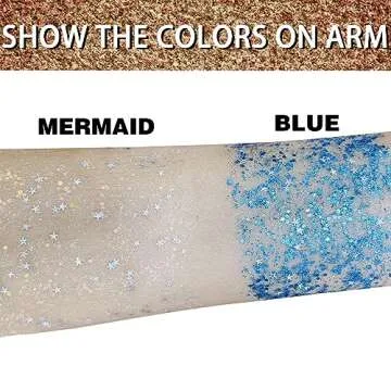 MEICOLY Blue Body Glitter Stick,Waterproof Halloween Face Glitter Gel,Chunky Glitter for Face/Body/Hair/Eyes/Lip,Mermaid Glitter Face Paint,Sparkling Glitter Makeup,Body Glitter for Women and Kids