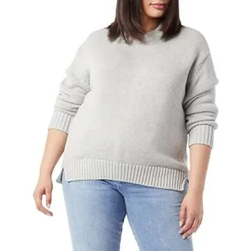 Daily Ritual Women's 100% Cotton Relaxed-Fit Chunky Long-Sleeve Crew Pullover Sweater
